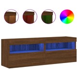 Zestaw mebli TV wiszący 8 elementów LED dąb brązowy