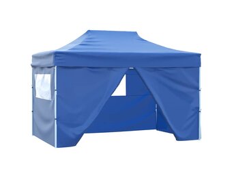 Namiot ekspresowy niebieski 3x4 m stalowy 4 ścianki