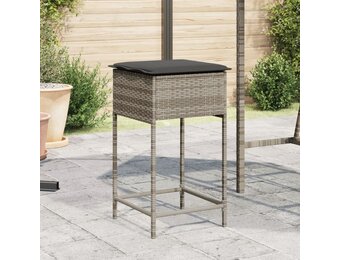 Stołki barowe rattanowe z poduszkami szaro-brązowe 2 szt.