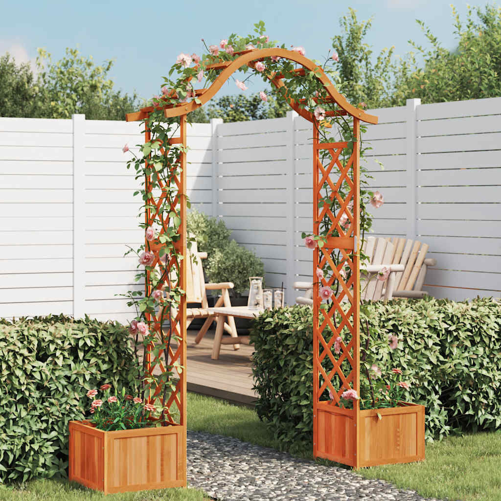 Pergola ogrodowa sosnowa z donicami łukowa 240x100x220 cm