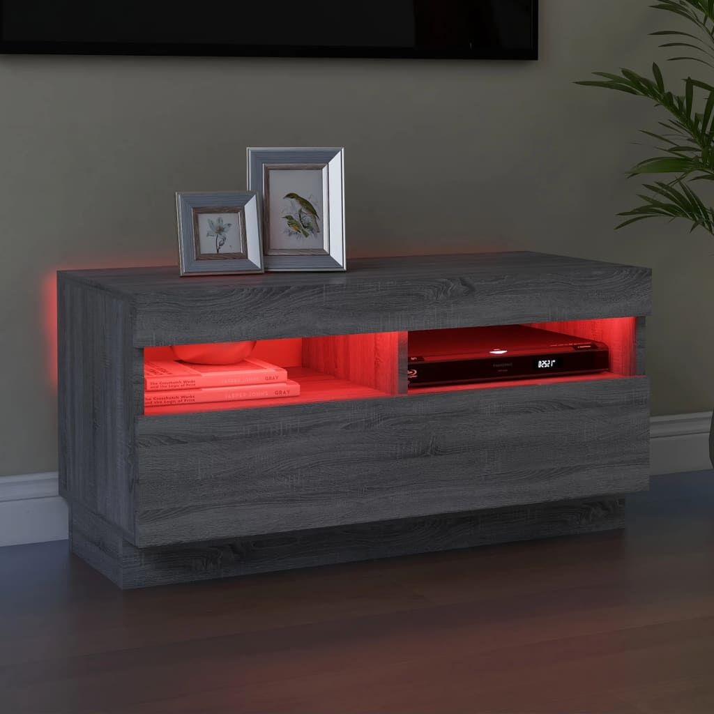 vidaXL TV-meubel Grijs Sonoma Eiken met LED - 55% Korting!