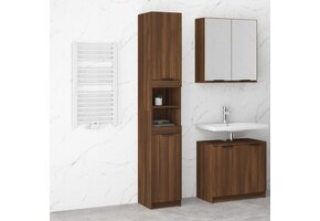 Szafka łazienkowa drewniana brązowa dębowa 32x34x188,5 cm