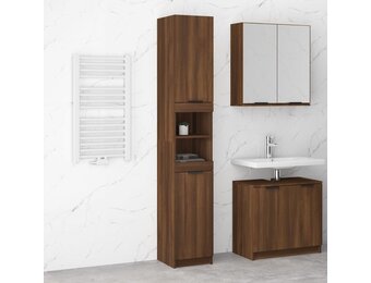 Szafka łazienkowa drewniana brązowa dębowa 32x34x188,5 cm