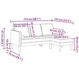 Sofa narożna 173 x 131 x 67 cm szara z tkaniny