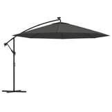 Parasol wiszący 350 cm antracyt metalowy z LED