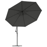 Parasol wiszący 350 cm antracyt metalowy z LED