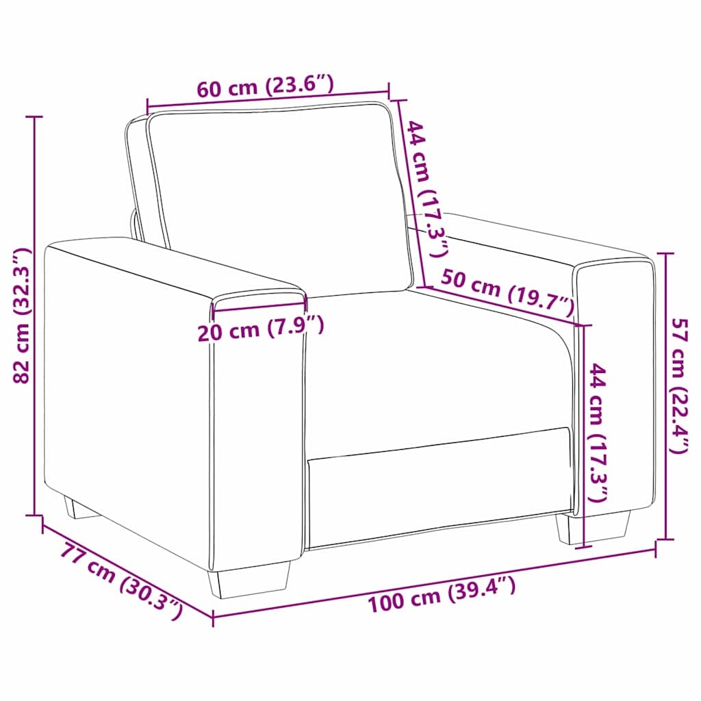 Sofa z poduszką Brązowa 100 x 77 x 82 cm Tkanina
