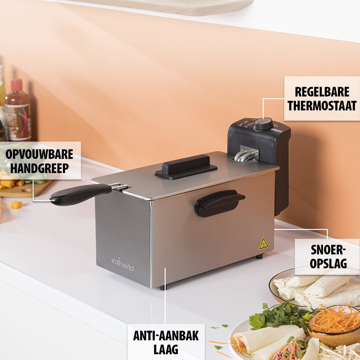 Tristar Frituurpan 3L - FR-6946 - 2000W - RVS | Nu 22% Korting!
