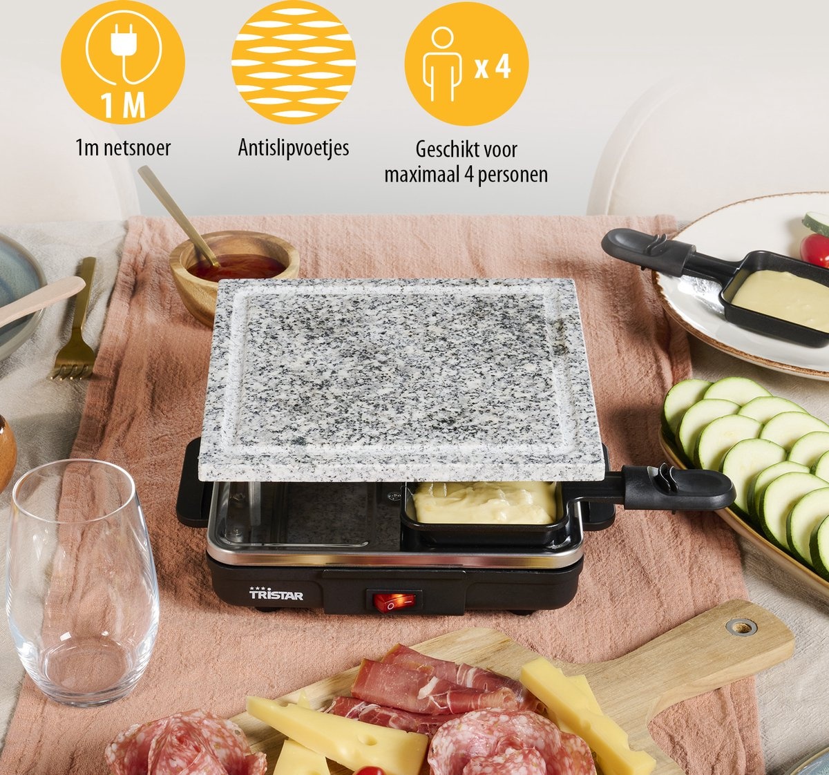 Tristar Gourmetset RA-2745 - 4 Pers. - Steengrill - 34% Korting!
