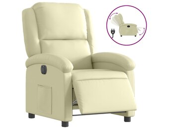 vidaXL Fauteuil Elektrisch Verstelbaar Leer Crème - 35% Korting