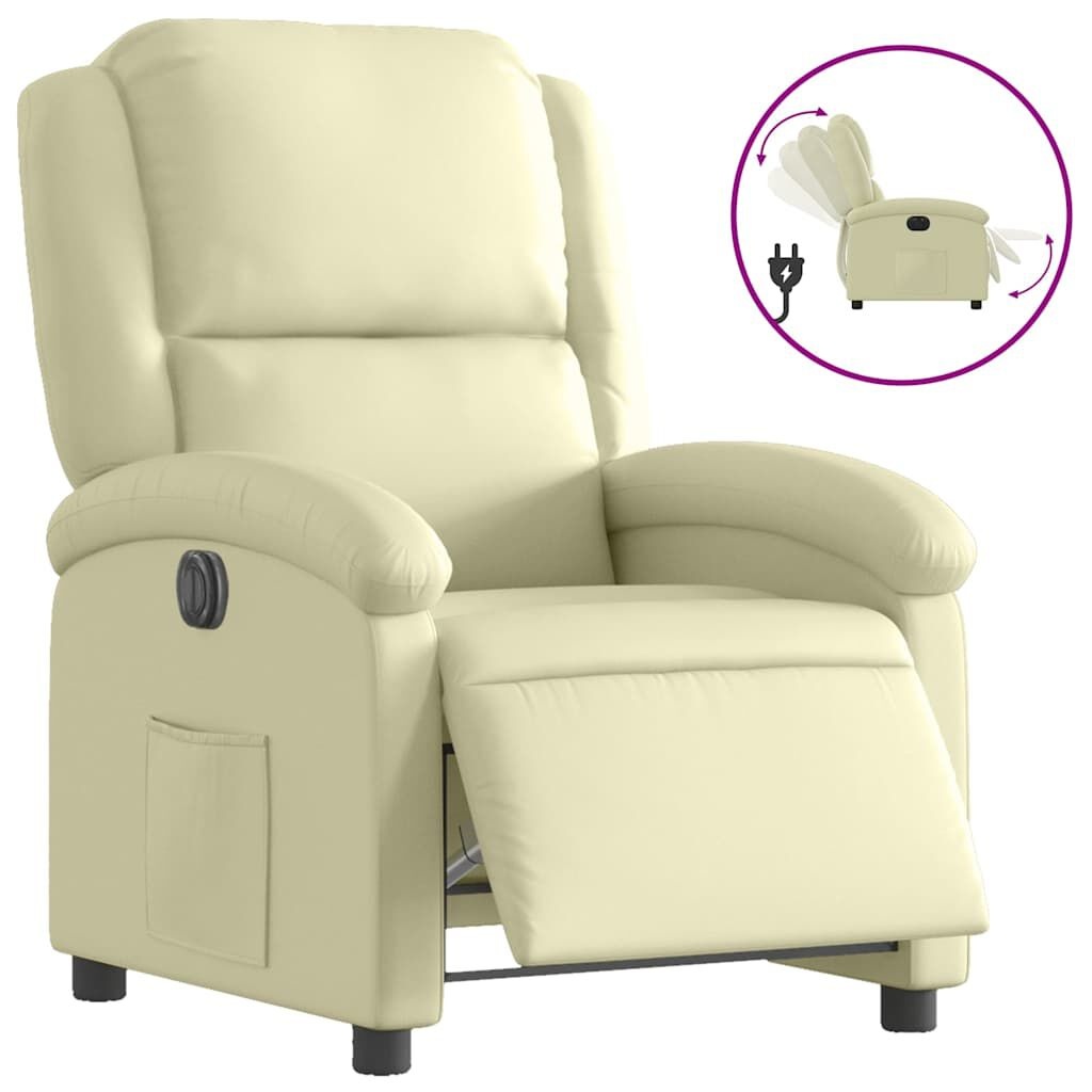vidaXL Fauteuil Elektrisch Verstelbaar Leer Crème - 35% Korting