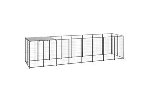 vidaXL Hondenkennel 4,84 m² Staal Zwart - 60% Korting