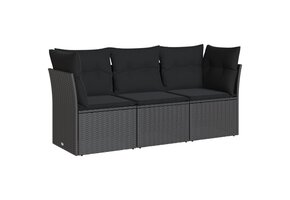 vidaXL Loungeset 3-delig Poly Rattan Zwart - 30% Korting!