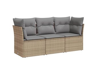 vidaXL Loungeset met kussens - Poly rattan beige - 30% Korting