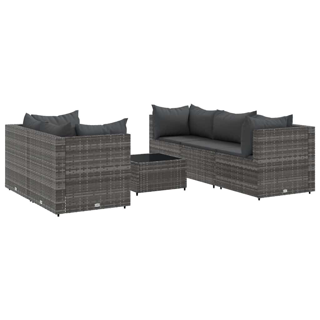 vidaXL Loungeset (6-delig, Grijs Poly Rattan) - 55% Korting