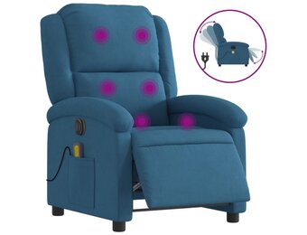 vidaXL Elektrische Massagestoel - Fluweel Blauw - 35% Korting