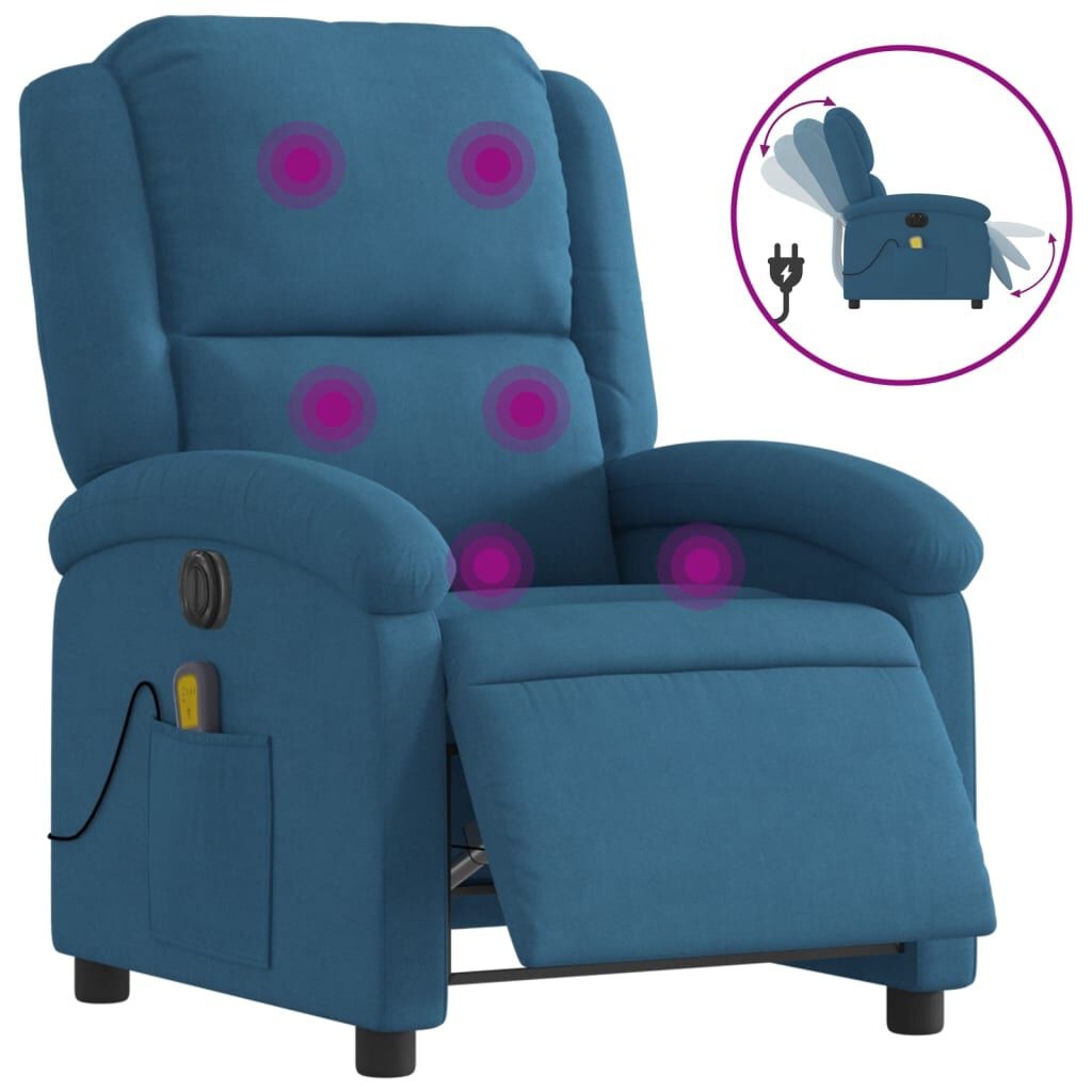 vidaXL Elektrische Massagestoel - Fluweel Blauw - 35% Korting