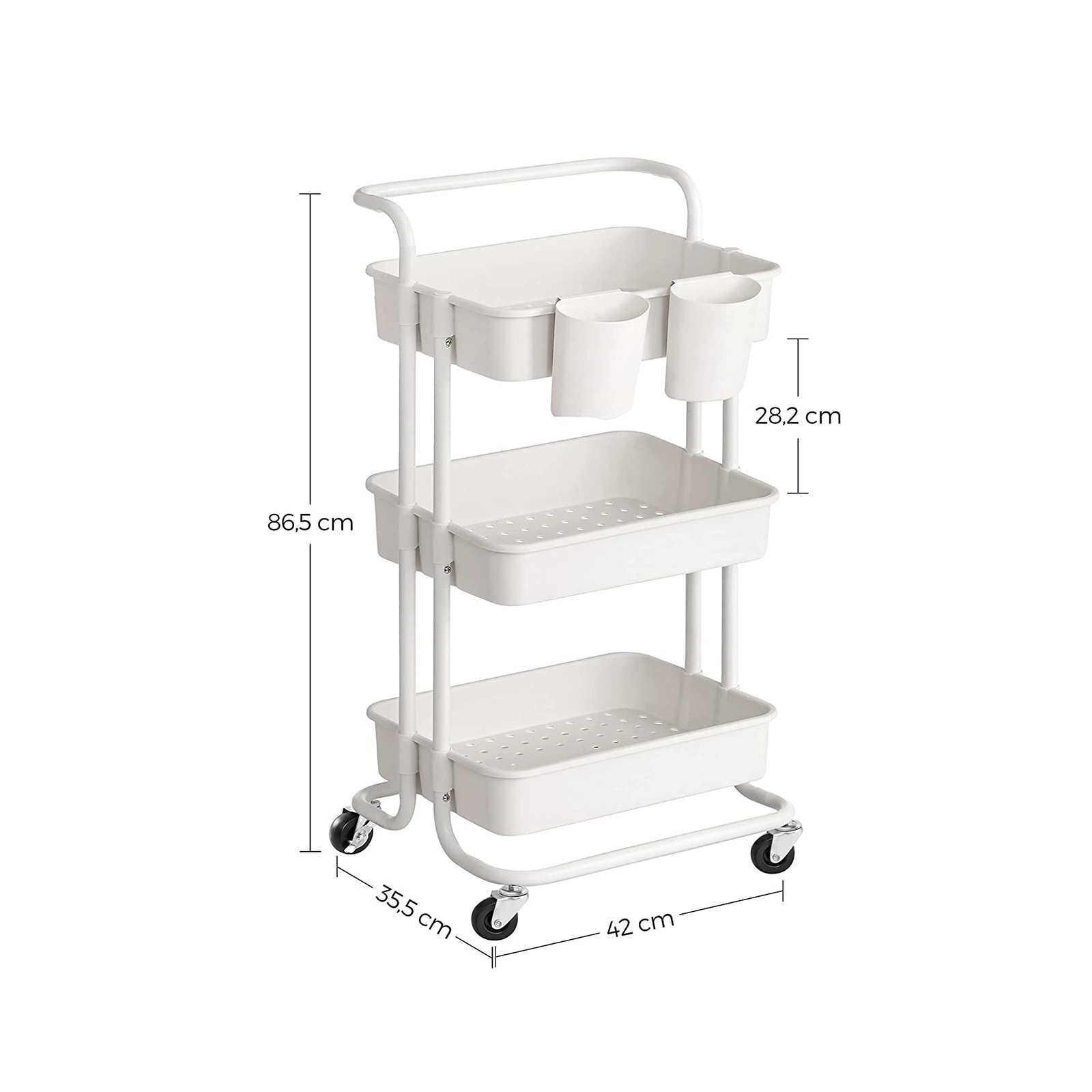 SONGMICS 3-Tier Serveertrolley - Keukentrolley met Handvat - 42% Korting