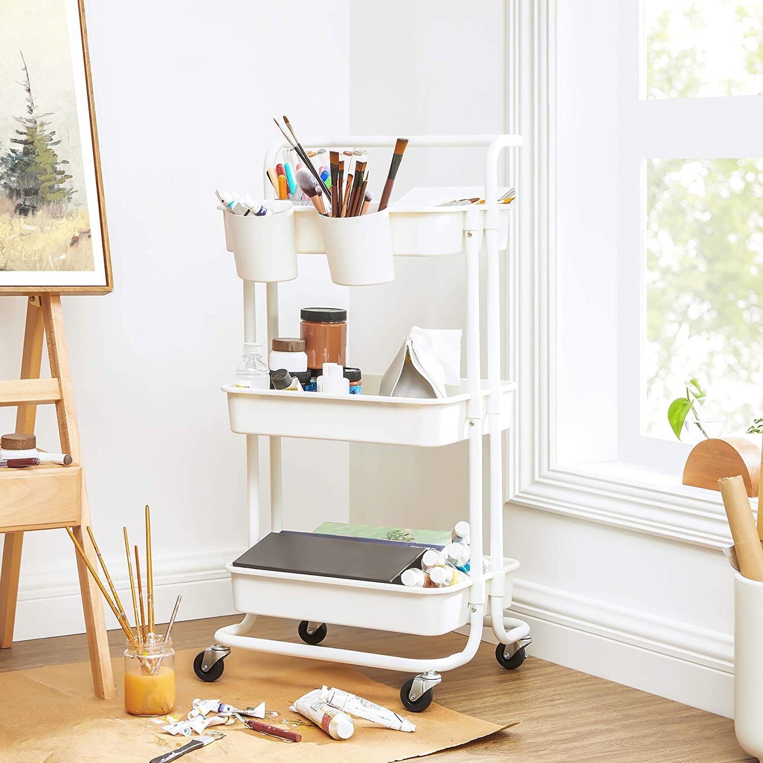 SONGMICS 3-Tier Serveertrolley - Keukentrolley met Handvat - 42% Korting