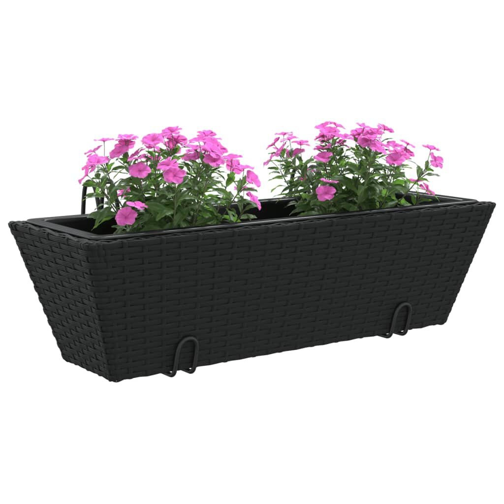 vidaXL Plantenbakken 2 st Poly Rattan Zwart - Nu 37% Korting!