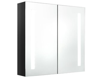 vidaXL Badkamerkast met spiegel & LED - Glanzend Zwart (62x14x60 cm) - 10% Korting!