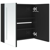 vidaXL Badkamerkast met spiegel & LED - Glanzend Zwart (62x14x60 cm) - 10% Korting!