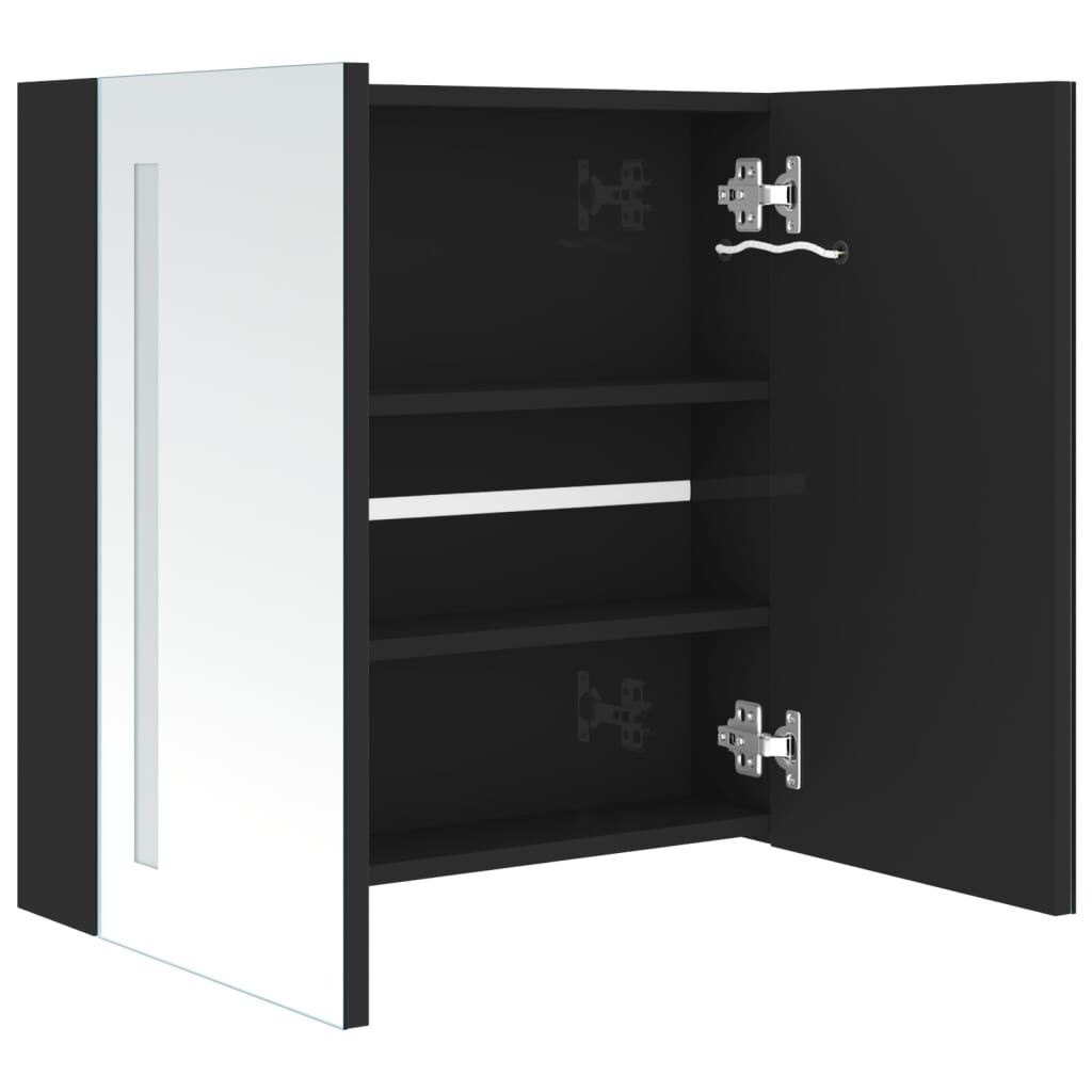 vidaXL Badkamerkast met spiegel & LED - Glanzend Zwart (62x14x60 cm) - 10% Korting!
