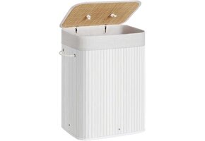 Wasmand Bamboe Wit 72L - 41% Korting! Duurzaam & Opvouwbaar