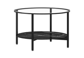 vidaXL Salontafel 70 cm | Gehard Glas & Zwart Marmer | 10% Korting!