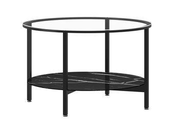 vidaXL Salontafel 70 cm | Gehard Glas & Zwart Marmer | 10% Korting!
