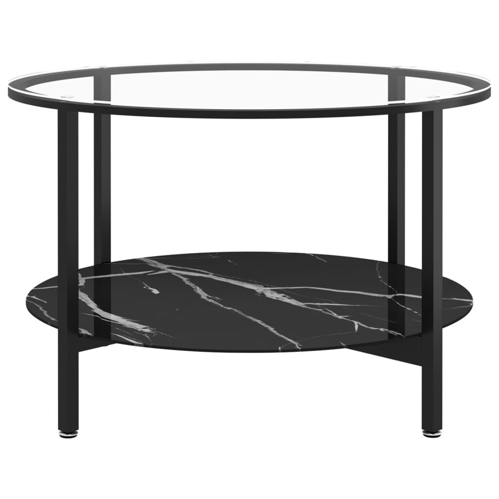vidaXL Salontafel 70 cm | Gehard Glas & Zwart Marmer | 10% Korting!
