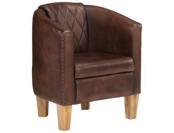 vidaXL Kuipstoel Echt Leer Donkerbruin - 64% Korting!