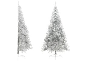 vidaXL Halve Kunstkerstboom 210 cm Zilver - 64% Korting
