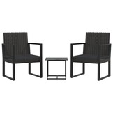 vidaXL 3-delige Loungeset Poly Rattan Zwart - 59% Korting