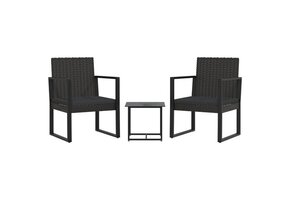 vidaXL 3-delige Loungeset Poly Rattan Zwart - 59% Korting