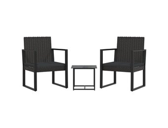vidaXL 3-delige Loungeset Poly Rattan Zwart - 59% Korting