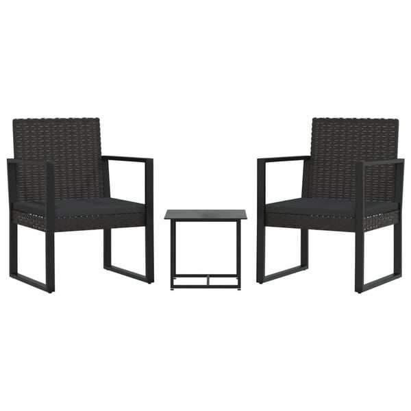 vidaXL 3-delige Loungeset Poly Rattan Zwart - 59% Korting