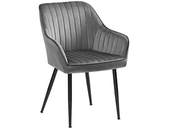 Grijze Fluweel Stoel met Armleuningen – 42% Korting!