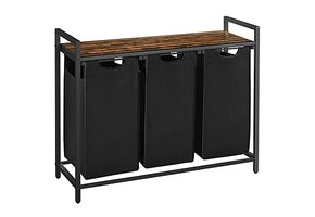 Wasmand met 3 vakken & plank - Zwart | 41% Korting!