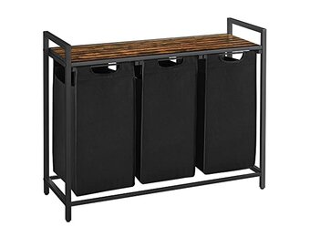 Wasmand met 3 vakken & plank - Zwart | 41% Korting!