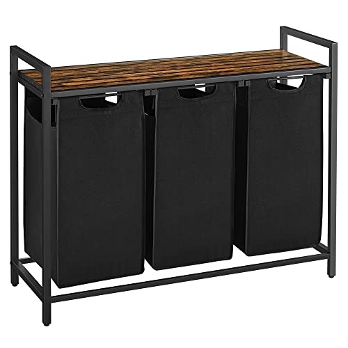 Wasmand met 3 vakken & plank - Zwart | 41% Korting!