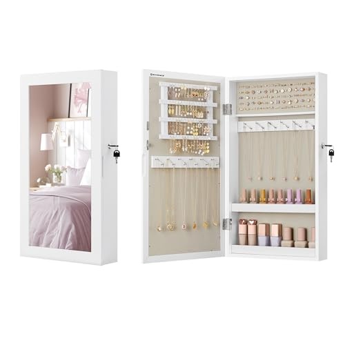 Witte Sieradenkast met Spiegel (67cm) - 42% Korting!