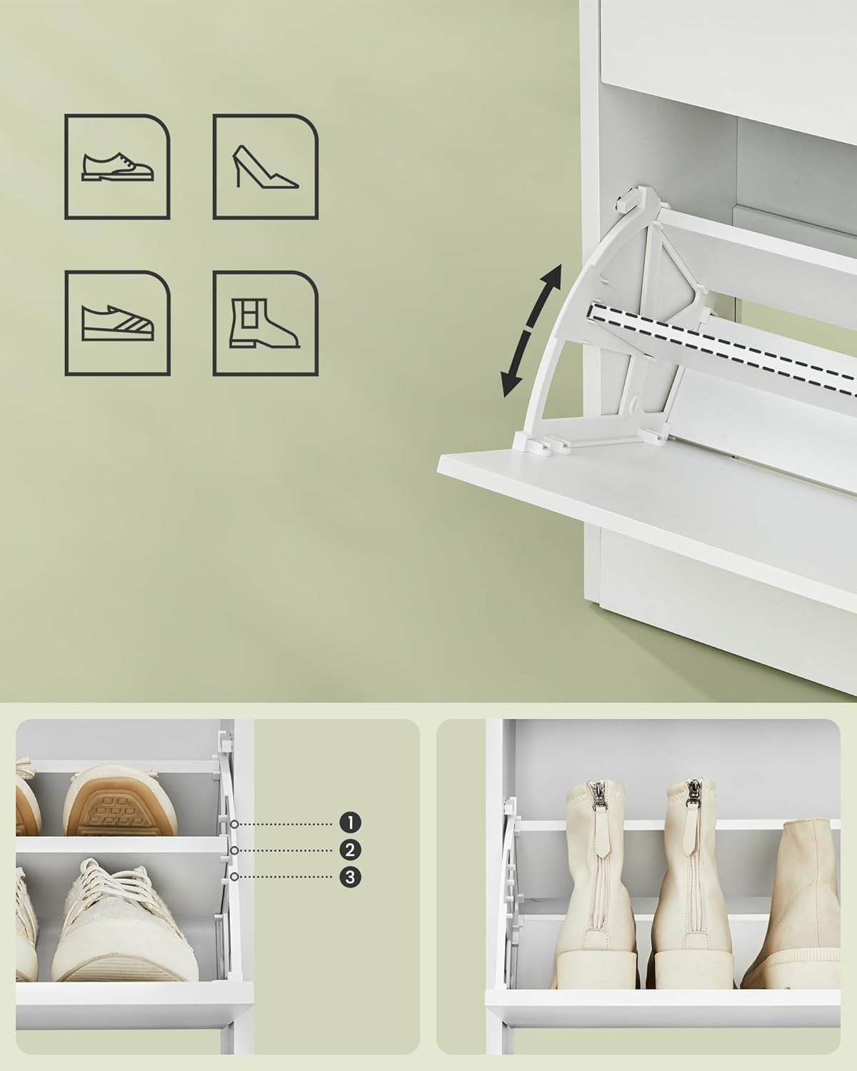 VASAGLE Schoenrek Cloud White | 60% Korting