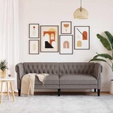 vidaXL 3-zitsbank Chesterfield stof taupe - 37% korting!