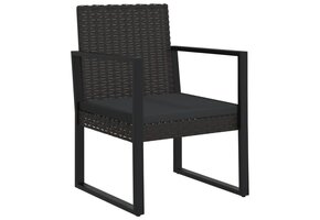 vidaXL Tuinstoel met kussen - Poly rattan zwart - 60% KORTING!