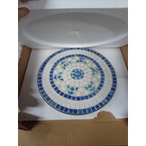 vidaXL Bistrotafel Ø 50x70 cm Keramiek Blauw/Wit - 60% Korting!