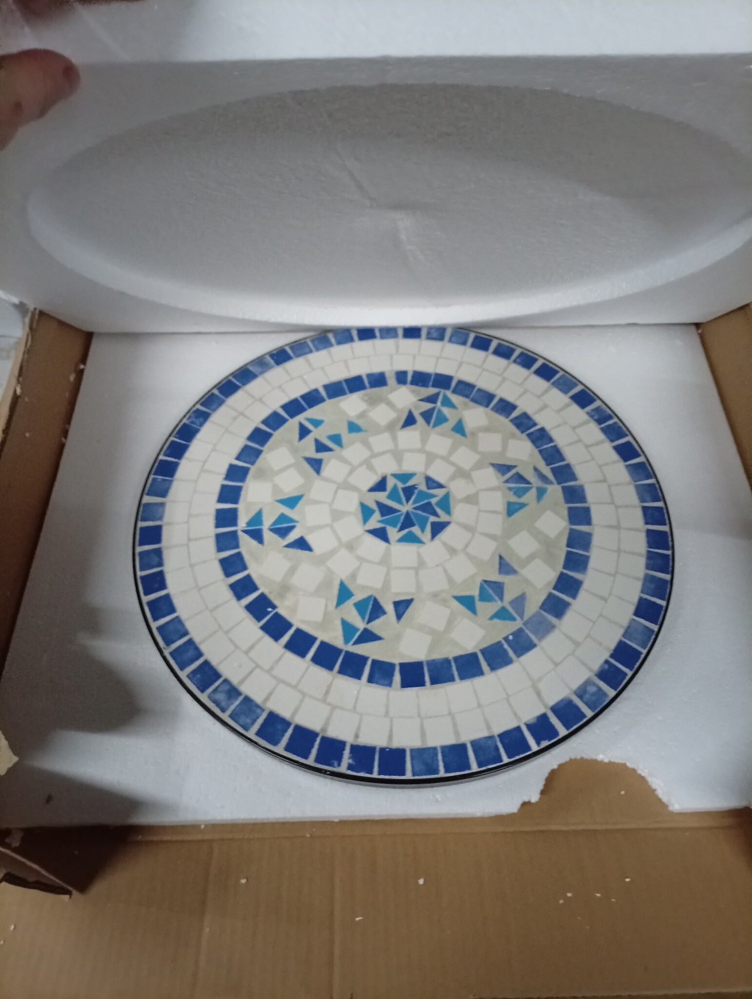 vidaXL Bistrotafel Ø 50x70 cm Keramiek Blauw/Wit - 60% Korting!