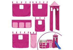 vidaXL Gordijnen & Toren Hoogslaper Roze - 35% Korting!