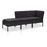 vidaXL 3-delige Loungeset Poly Rattan Zwart - Nu 43% Korting!