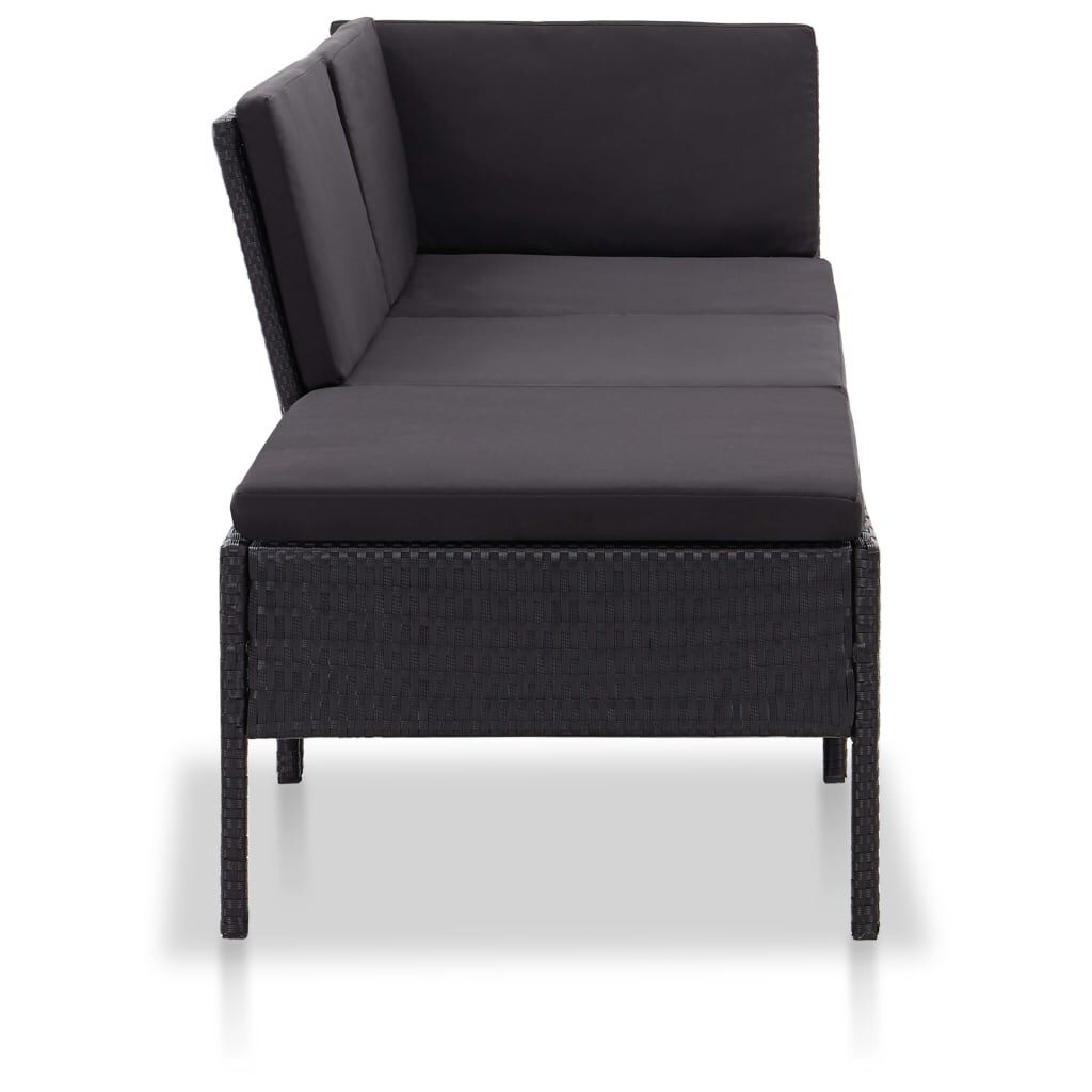 vidaXL 3-delige Loungeset Poly Rattan Zwart - Nu 43% Korting!